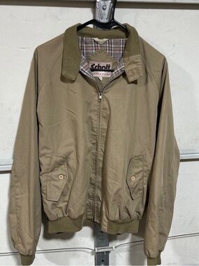 Schott NYC Sportswear Bomber Jacket Full Zip Men’s Size XL Tan Plaid Liner